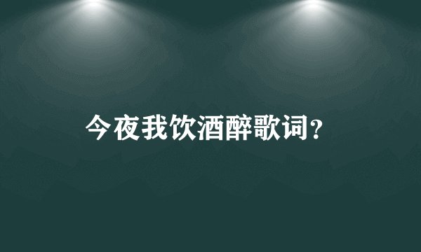 今夜我饮酒醉歌词？