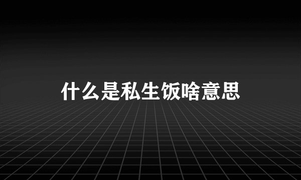 什么是私生饭啥意思