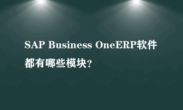 SAP Business OneERP软件都有哪些模块?
