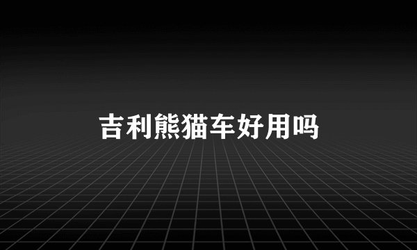 吉利熊猫车好用吗