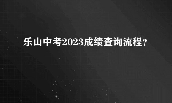乐山中考2023成绩查询流程?