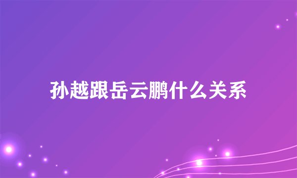 孙越跟岳云鹏什么关系
