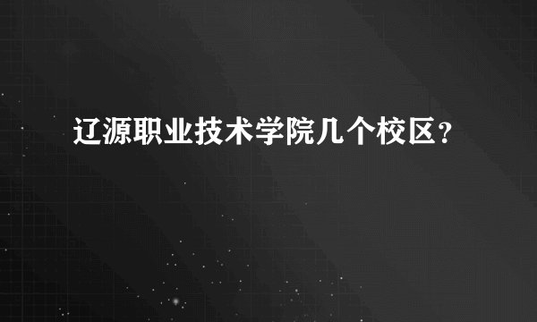 辽源职业技术学院几个校区？
