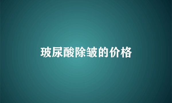 玻尿酸除皱的价格