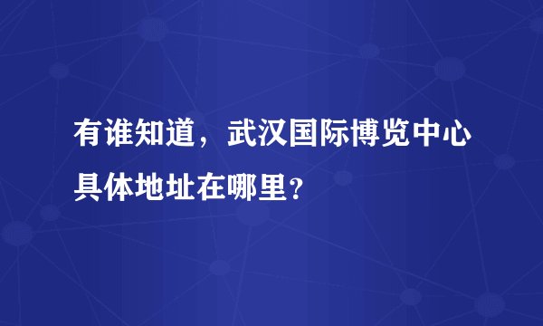 有谁知道,武汉国际博览中心具体地址在哪里?