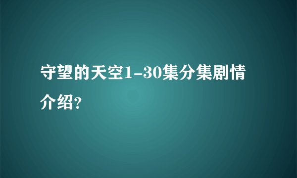 守望的天空1-30集分集剧情介绍？
