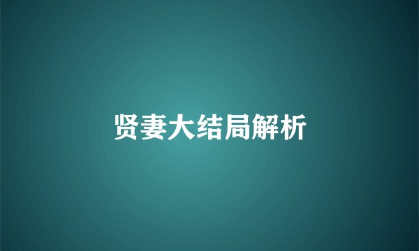 贤妻大结局解析