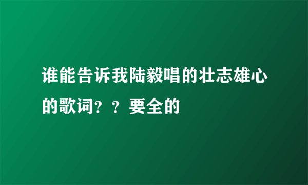 谁能告诉我陆毅唱的壮志雄心的歌词??要全的