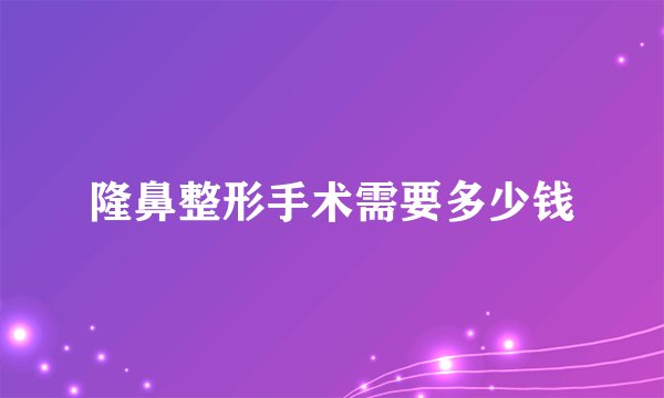 隆鼻整形手术需要多少钱