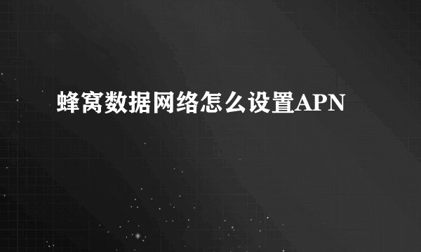 蜂窝数据网络怎么设置APN