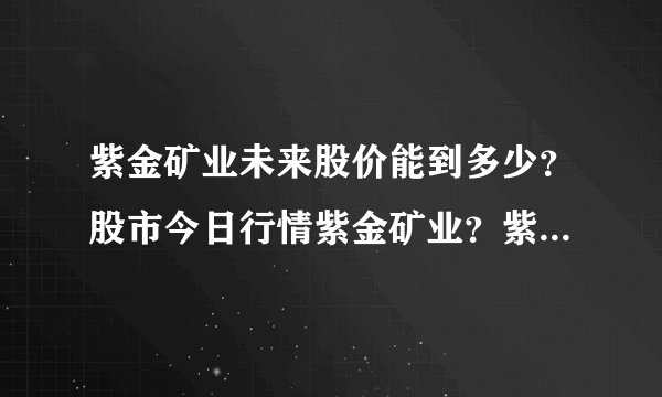 紫金矿业未来股价能到多少?股市今日行情紫金矿业?紫金矿业股票大幅上涨?