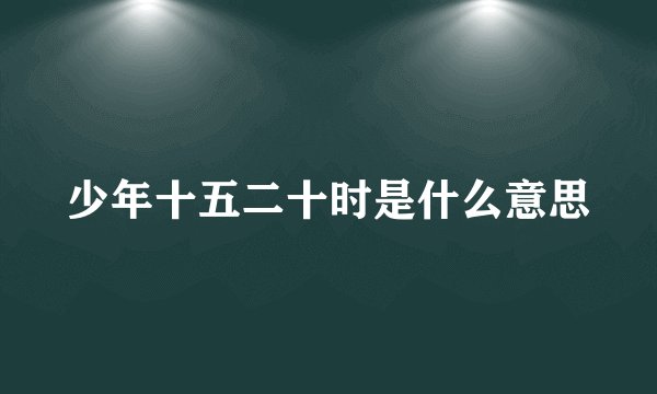 少年十五二十时是什么意思