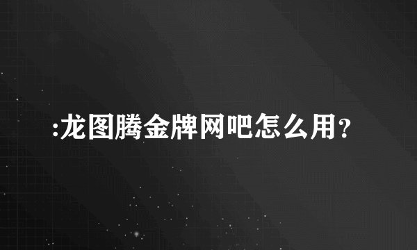 :龙图腾金牌网吧怎么用？