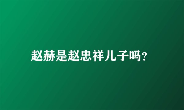 赵赫是赵忠祥儿子吗?