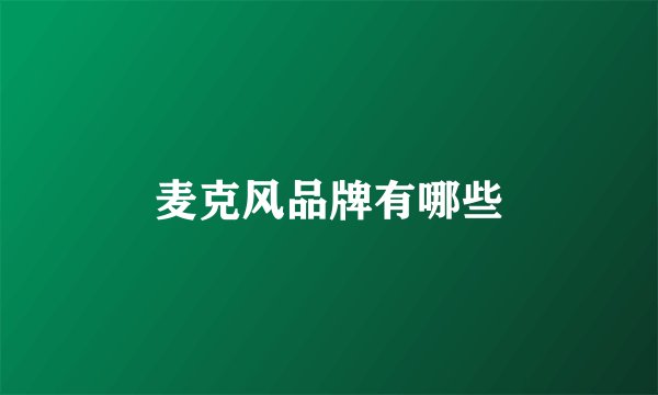 麦克风品牌有哪些