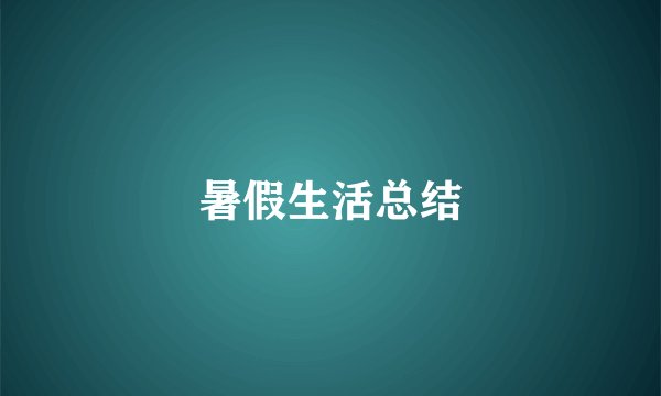 暑假生活总结