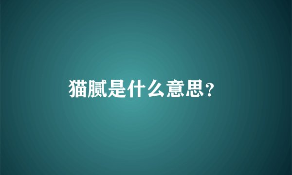 猫腻是什么意思？