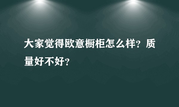 大家觉得欧意橱柜怎么样?质量好不好?