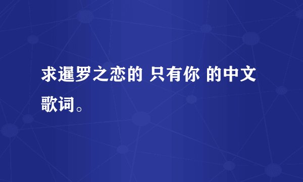 求暹罗之恋的 只有你 的中文歌词。