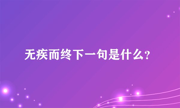 无疾而终下一句是什么？