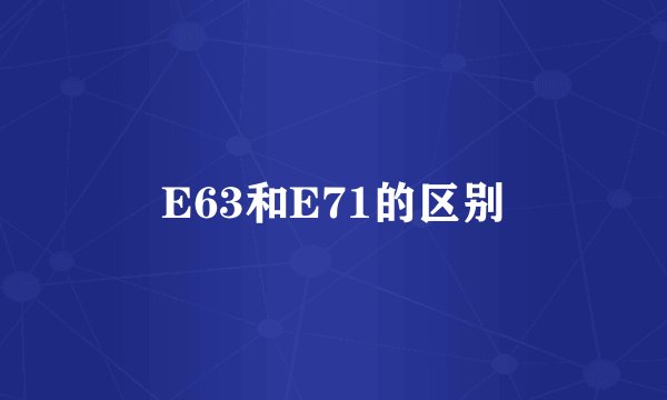 E63和E71的区别