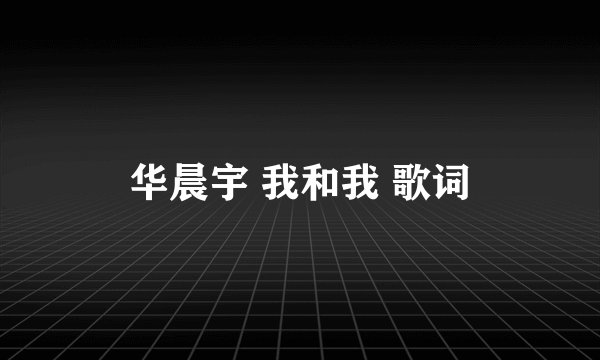 华晨宇 我和我 歌词