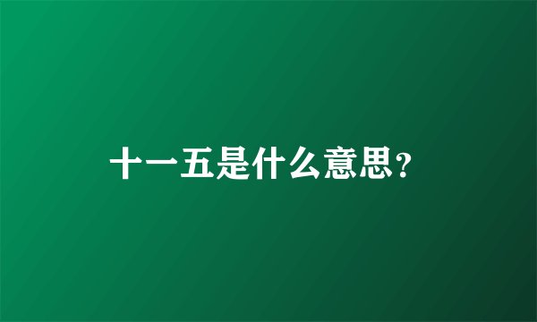 十一五是什么意思？