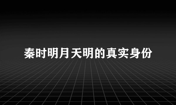 秦时明月天明的真实身份