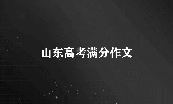 山东高考满分作文