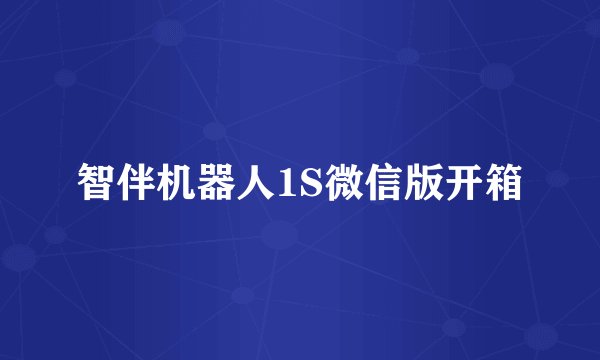 智伴机器人1S微信版开箱