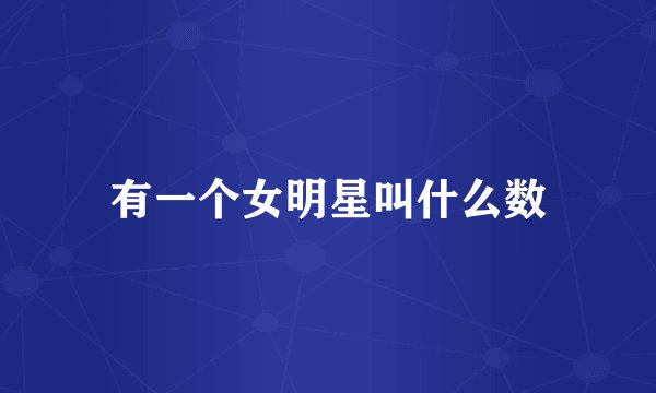 有一个女明星叫什么数
