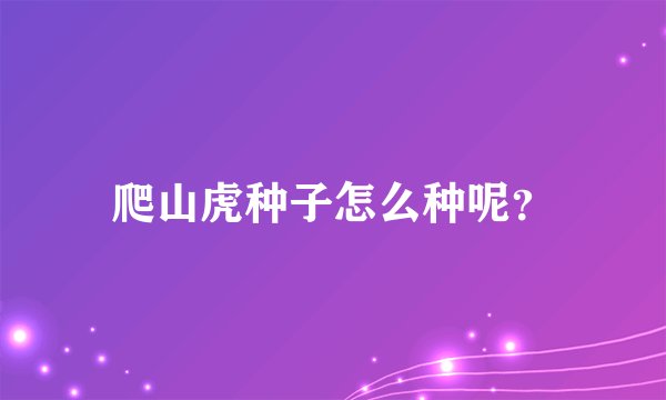 爬山虎种子怎么种呢？