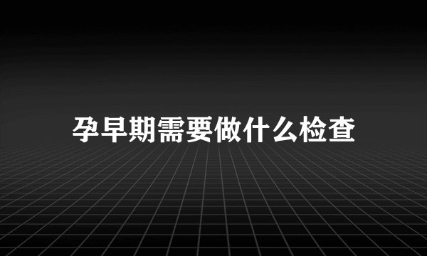 孕早期需要做什么检查