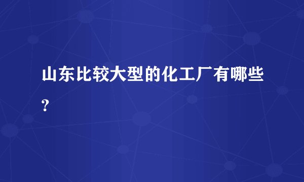 山东比较大型的化工厂有哪些？