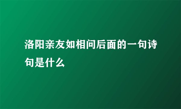 洛阳亲友如相问后面的一句诗句是什么