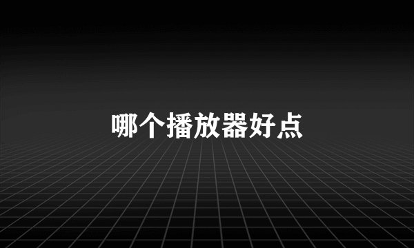 哪个播放器好点