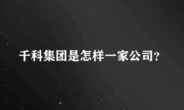 千科集团是怎样一家公司？