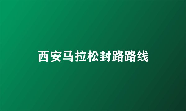 西安马拉松封路路线