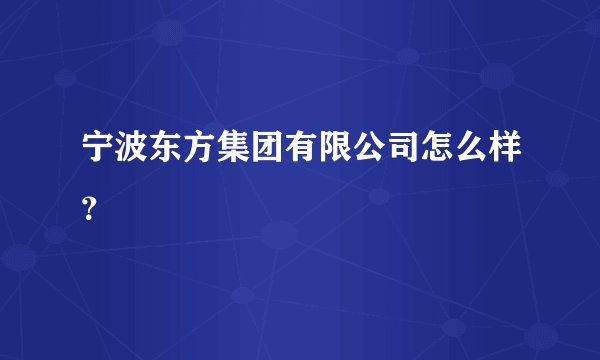 宁波东方集团有限公司怎么样？