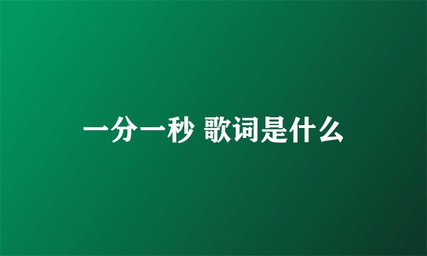 一分一秒 歌词是什么