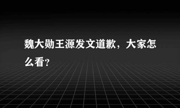 魏大勋王源发文道歉，大家怎么看？