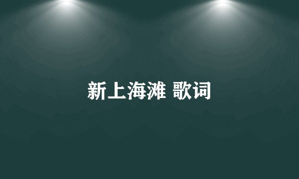 新上海滩 歌词