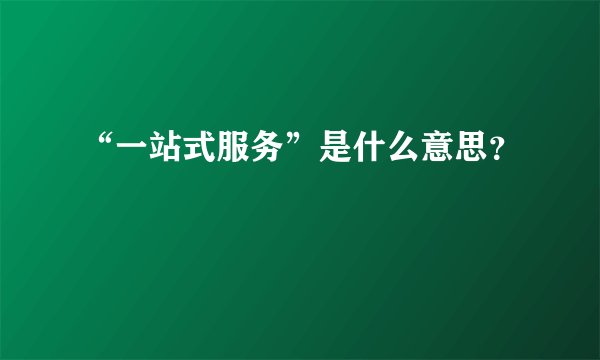 “一站式服务”是什么意思？