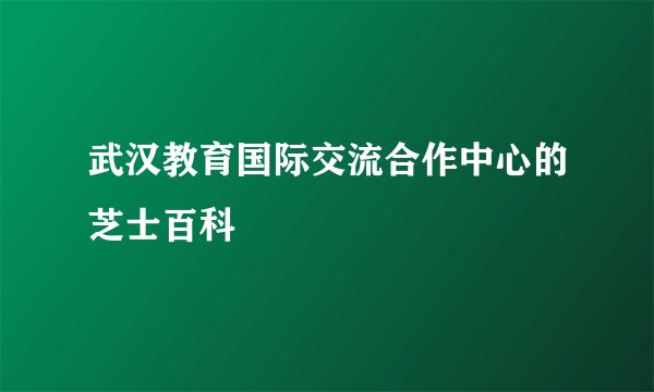 武汉教育国际交流合作中心的芝士百科