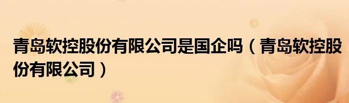 青岛软控股份有限公司是国企吗（青岛软控股份有限公司）