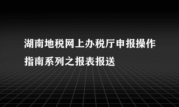 湖南地税网上办税厅申报操作指南系列之报表报送