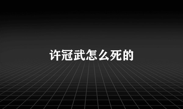 许冠武怎么死的