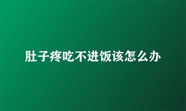 肚子疼吃不进饭该怎么办