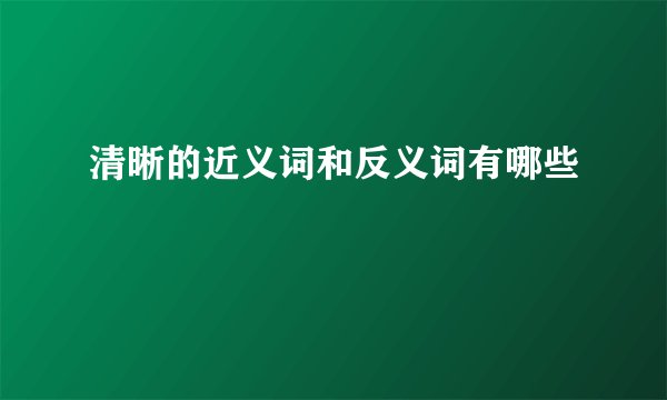 清晰的近义词和反义词有哪些