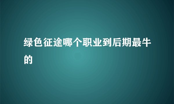 绿色征途哪个职业到后期最牛的